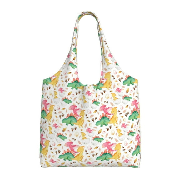 Vsdgher Cute Baby Dinosaurs Print canvas Tote Bag, Lightweight Cloth Bags, Suitable for shopping, groceries, travel