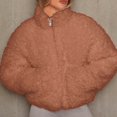 thumbnail image 6 of Female Fleece Full-Zip Jacket Long Sleeve Coat Soft Warm with Pockets Camel Color L, 6 of 9