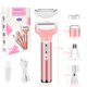 thumbnail image 4 of Afeitadora eléctrica para mujer, afeitadora recargable 4 en 1, depiladora indolora impermeable, cuerpo facial, bikini, recortador de cejas, patillas, conjunto de instrumentos de belleza Rojo Verde, 4 of 5