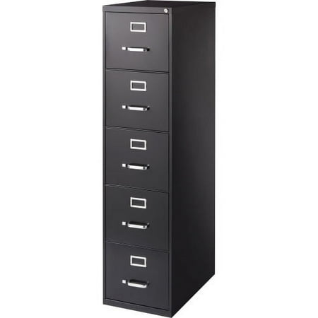 Lorell Commercial Grade Vertical File Cabinet - 5 x Drawer(s) Letter Ball-Bearing Suspension  Black  Steel
