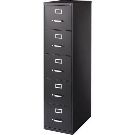 Lorell Commercial Grade Vertical File Cabinet - 5 x Drawer(s) Letter Ball-Bearing Suspension  Black  Steel