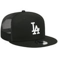 thumbnail image 3 of Men's New Era Black Los Angeles Dodgers Trucker 9FIFTY Snapback Hat, 3 of 6