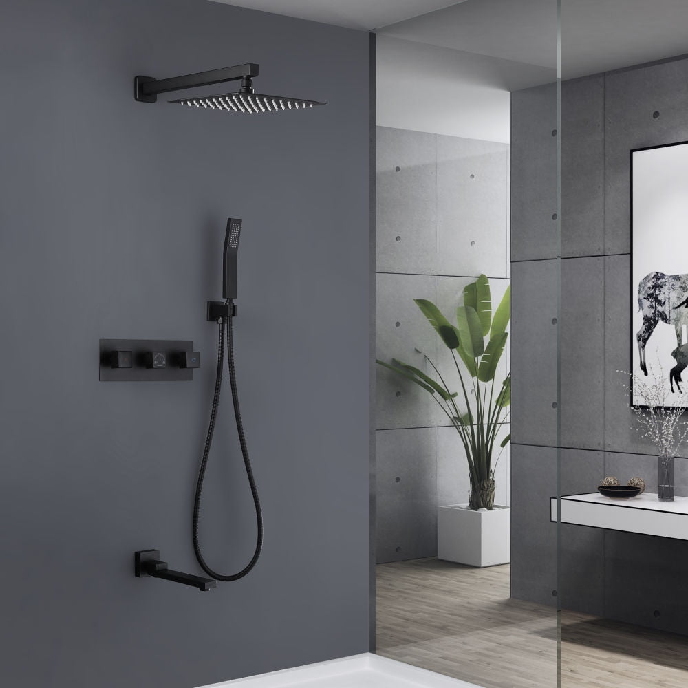 Kepooman Shower Fixtures with Rough-in Valve, 3 Function Temperature Control Complete Shower System for Home Hotel Kepooman Shower Fixtures with Rough-in Valve, 3 Function Temperature Control Complete Shower System for Home Hotel