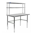 thumbnail image 2 of 30" x 48" Stainless Steel Open Base Table With 12" Wide Double Tier Overshelf | Metal Kitchen Prep Table & Shelving Combo, 2 of 6