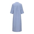 thumbnail image 4 of Sakmal Shirt dresses for Women 2025 V Neck Long Sleeve Long Blue Striped Dresses ,Sizes S-2XL, 4 of 6