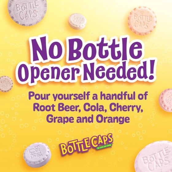 Wonka Bottle Caps, Fizzy Hard Candy, 5 Ounce Theater Candy Boxes (Pack of 7)
