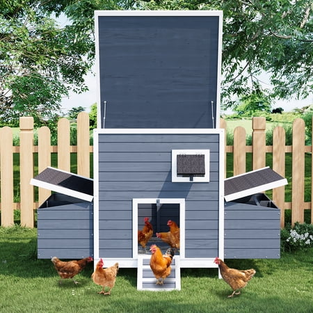Large Weatherproof Chicken Coop Cage for Backyard – Wooden Hen House with 2 Nesting Boxes Lockable Doors Pull-Out Tray Ventilated Hutch for Chickens Ducks Rabbits – Easy Clean Poultry Run