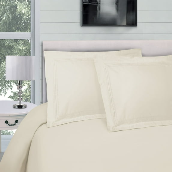 Infinity Microfiber Wrinkle-Resistant Duvet Cover and Embroidered Pillow Sham Set Ivory / King/Cal King