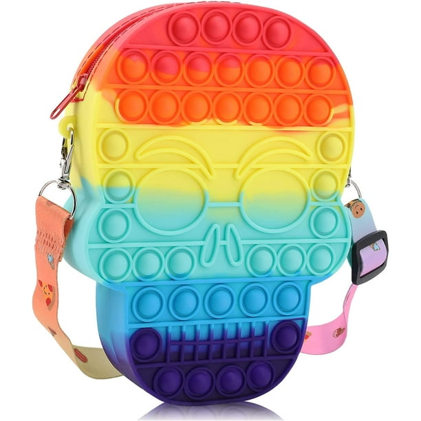 Bandolera HUOGUO Popit Skull, juguete de silicona para descompresión de calaveras
