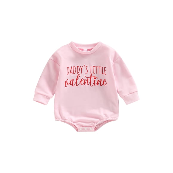 Gupgi Valentines Day Baby Girls Romper Long Sleeve Letters Print Casual Jumpsuit