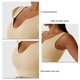 thumbnail image 5 of Sujetador de yoga sin costuras, con tiras, elástico, escote en forma de U, acanalado con copas extraíbles para correr, color beige L, 5 of 5