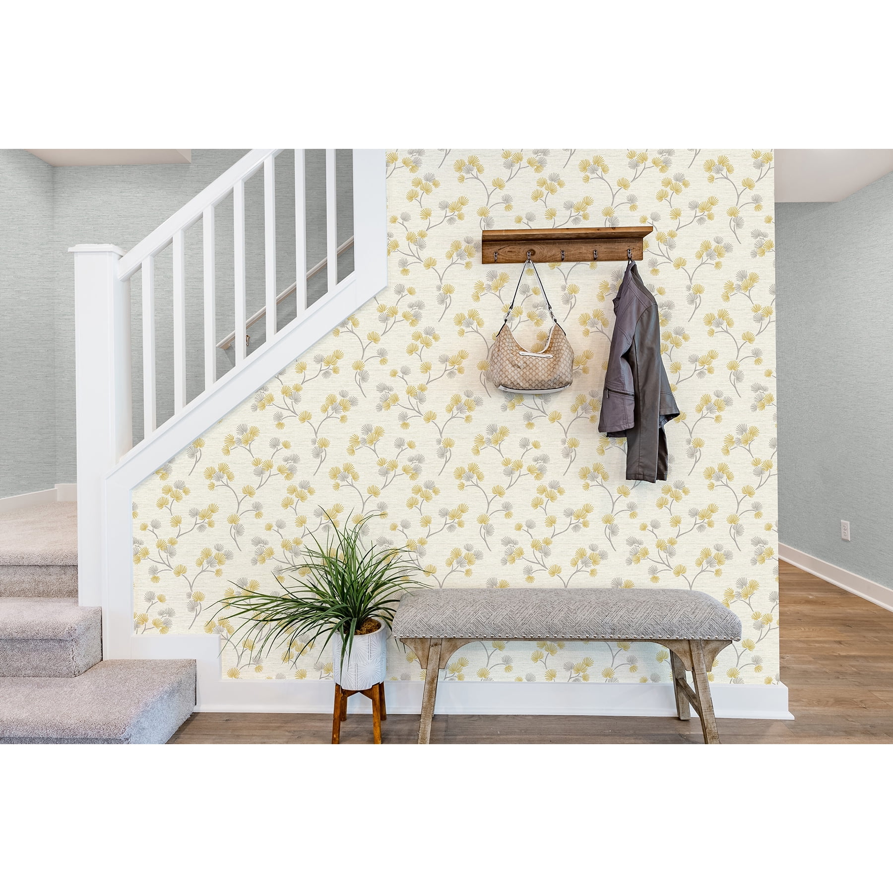 Fine Decor Kira Mustard Trail Wallpaper, 20.5-in by 33-ft