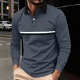 thumbnail image 2 of LODIENY Button Down Collared Golf Shirts for Men Long Sleeve Breathable Lightweight Casual T Shirt Color Block Slim Fit Basic Tops Gray XXXL, 2 of 6