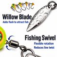thumbnail image 5 of 10-Pack Spinner Jig Heads for Crappie with Willow Leaf Blades, 1/8 oz & 1/16 oz Weighted Hooks, Freshwater and Saltwater Fishing Lures, 5 of 6
