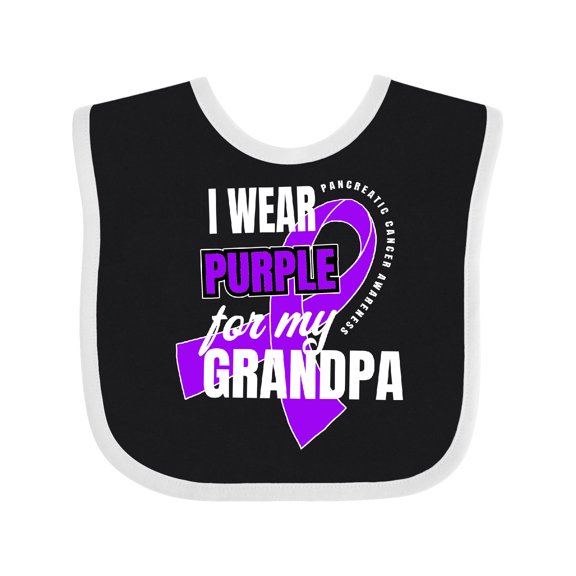 Inktastic I Wear Purple for My Grandpa Pancreatic Cancer Awareness Boys or Girls Baby Bib