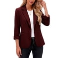 thumbnail image 2 of ClodeEU Women's Lapel Collar Open Front 3/4 Sleeve Blazer,Casual Office Slim Suit Jacket Wine,Women's Plus XL, 2 of 5