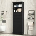 thumbnail image 2 of Gzxs 67.3" Tall Bathroom Cabinet, Modern Freestanding Cabinet with 3 Drawers, Adjustable Shelves and Open Storage Space, for Living Room, Kitchen, Black, 2 of 9