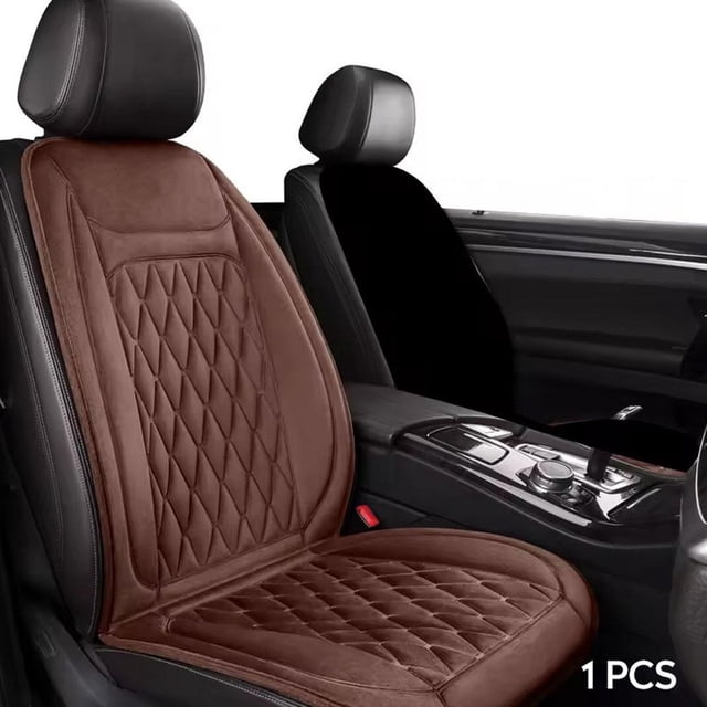Universal 12V-24V Heated Car Seat Cushion, Winter Warmer Pad with 3-Level Temperature Control, High Resilience Sponge, Non-Slip Base, 19x43 Inch Flannel Auto Interior Heater, Black