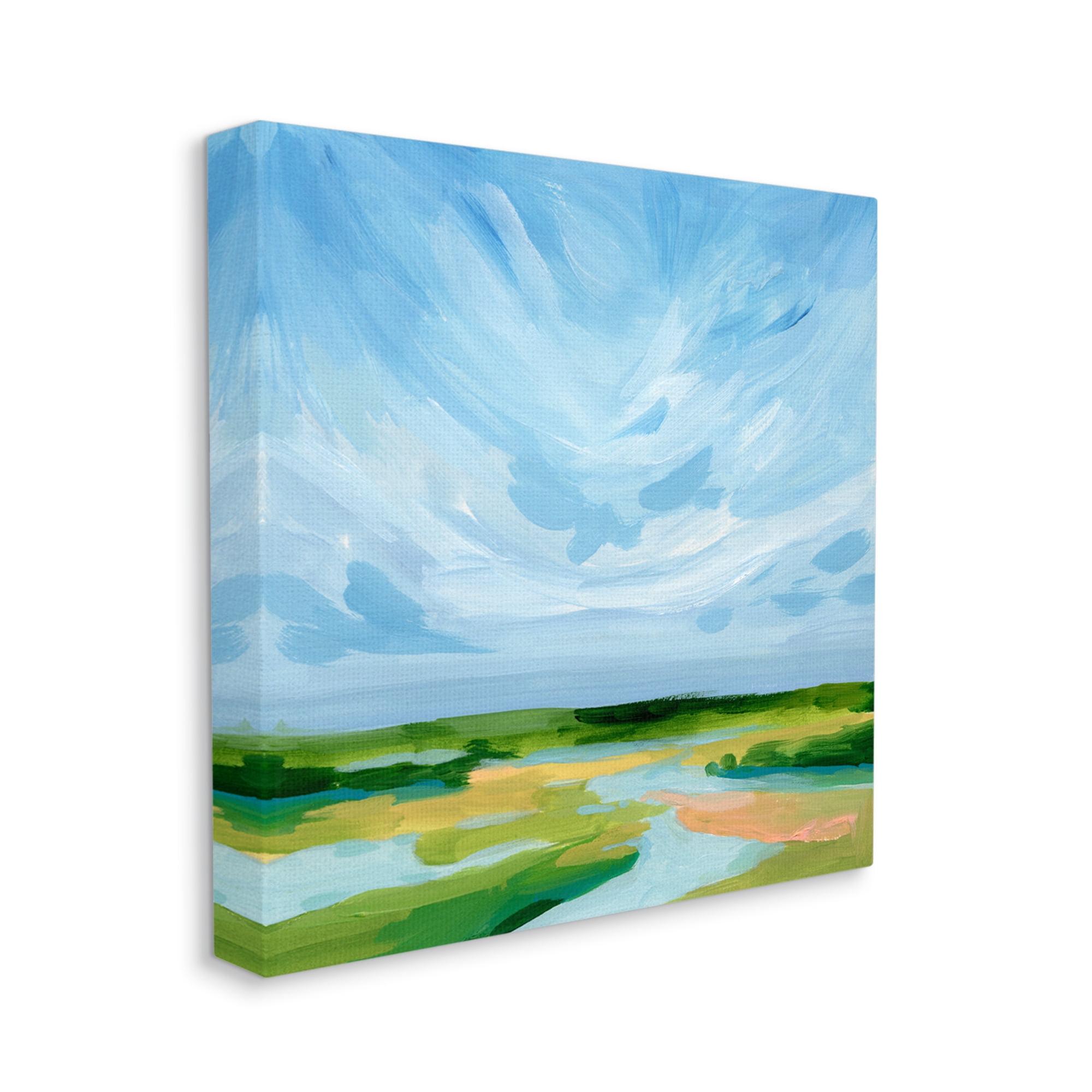 Stupell Industries Modern Stream Landscape Nature Painting Gallery Wrapped Canvas Print Wall Art, 30 x 30