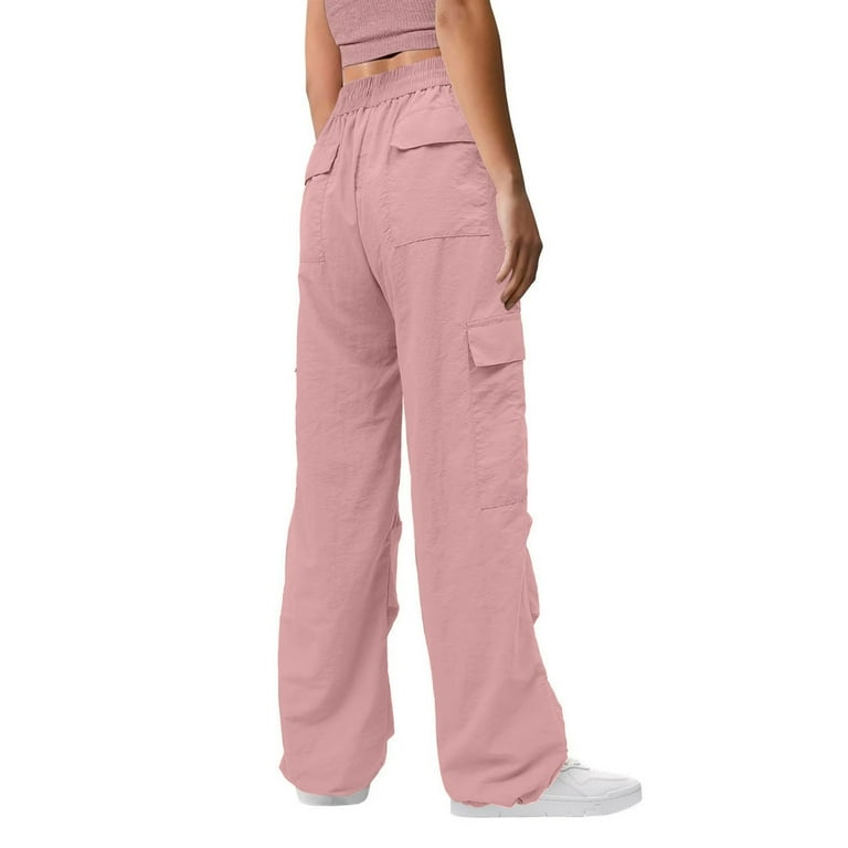 RYRJJ Parachute Pants for Women Baggy Cargo Pants Multi