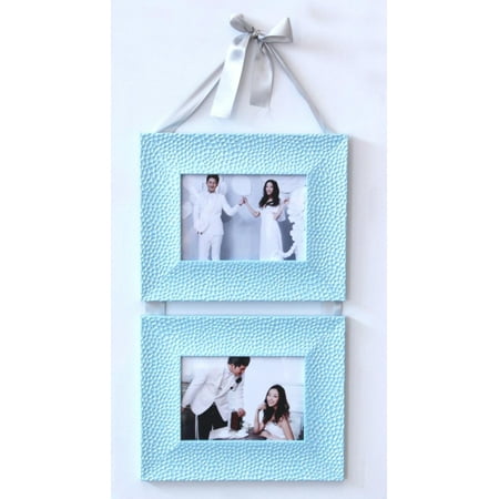 Lilian Light Blue Conjoined Hanging Rope Hanging Wall Photo Frame - Display Two 5x7 Pictures ...
