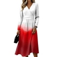 thumbnail image 2 of Women's Fall Boho Maxi Dress Plus Size Flowy Casual V Neck Wrap Dress Casual Vacation Dress Trendy Lightweight Breathable Dress, 2 of 6