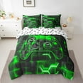 thumbnail image 2 of Erosebridal Neon Gamepad Bed in a Bag Twin size, Modern Gaming Sports Bed Set, Honeycomb Geomrtry Decor, Reversible, 2 of 6