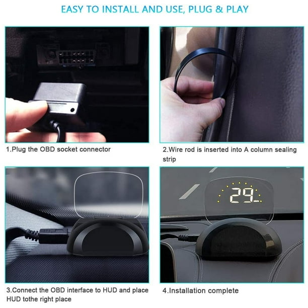 Car Head Up Display, iKiKin HUD Display Car with OBD2 GPS Dual Mode  Foldable Dashboard Projector of Speedometer Engine 