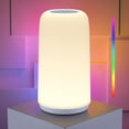 thumbnail image 2 of Lámpara táctil de mesita de noche, [diseño elegante y modo RGB] Lámpara pequeña regulable de 3 vías para dormitorio, lámpara LED con luces blancas cálidas, lámpara inteligente multicolor de, 2 of 14