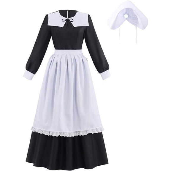 Women’s Colonial Inspired Victorian Long Dress Prairie Style Vintage Elegant Gown