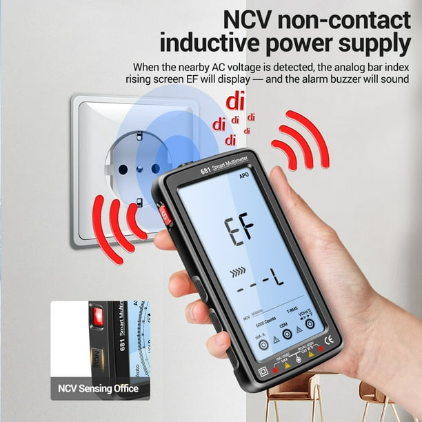 Probador Aneng 681 6000 Conde Multímetro Digital Smart Anti-Quema Smart Recargable Medidor Universal NCV Probador Lcd Grande de 5 Pulgadas Con Linterta Retroiluminada Para
