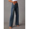 thumbnail image 5 of EMMIOL Women's High-Waisted Seamed Wide-Leg Jeans Stretchy Vintage Washed Denim Pants Casual Y2K Streetwear Trousers, 5 of 8