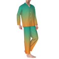 thumbnail image 2 of Fotbe Orange To Teal Gradient1 Pijama de Hombre con Estampado de Manga Larga, Conjunto de 2 Piezas, Ropa de Dormir Suave y Cómoda con Bolsillos-Large, 2 of 7