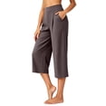 thumbnail image 5 of YuXingFu Womens High Waist Wide Leg Pleated Capri Pants - Side Pockets Work Summer Spring Coffee XXL, 5 of 7