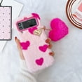thumbnail image 6 of Fluffy Hearts Strap Case Compatible with Samsung Galaxy Z Fold 4 - Lovely Plush Heart Print Phone Cases for Girls Women Winter Warm Soft Back Shockproof Protective Cover for Z Fold 4 5G, Heart Pattern, 6 of 9