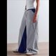 thumbnail image 5 of Pantalones de Rayas de Tiro Bajo para Mujer, Vaqueros Bohemios de Pierna con Cordón Ajustable, Tendencia 2025 Azul Marino S, 5 of 8