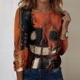 thumbnail image 2 of Trgacdwlo Halloween Womens Sweatshirt Retro Ghost Halloween Pumpkin Long Sleeve Womens Tunic Tops Funny Pumpkin Ghost Fall Pullover Shirts, 2 of 8