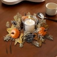 thumbnail image 1 of Vela de Acción de Gracias, Adorno de Anillo, , Vela, Corona, Hojas Artificiales, Corona de Calabaza para Festival, Cafetería, Bar, Otoño Naranja, 1 of 8