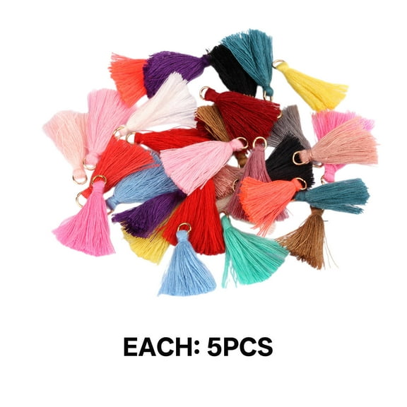 CCOCC 100Pcs Mini Tassels,Soft Premium Polyester Cotton Silky Tiny Tassels,Exquisite 3Cm Tassel Design Rich Color Variety Decorative Tassels,Multicolor