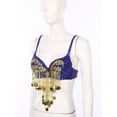 thumbnail image 4 of Hansber Women's Sequin Beaded Tassel Corset Bra Clubwear Crop Tank Tops for Performance Festival Belly Dance Royal Blue One Size, 4 of 7