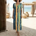 thumbnail image 5 of Gamivast Plus Size Dresses for Women V-Neck Short Sleeve Maxi Dress Floral Dress Loose Fit Long Dress Boho Beach Dress Vacation Sundress Resort Wear for Cruise Green XXL, 5 of 7
