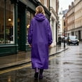 thumbnail image 5 of Womens Plus Size Waterproof Long Raincoat Lightweight Full Zipper Hooded Windbreaker Poncho With Pockets, 5 of 6