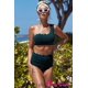 thumbnail image 4 of ABPHQTO Bikini verde de cintura alta con ribete festoneado y un hombro para mujer, 4 of 5