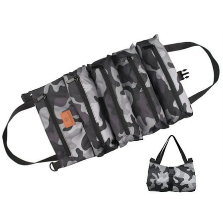 

Goine Roll Up Tool Storage Bag Outdoor Oxford Hanging Zipper Carrier Totes Pouch