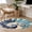 Black, variant on Navy Blue Teal Coastal Round Area Rug 4 FT, Non Slip Indoor Outdoor Rug, Abstract Art Nautical Ocean Conch Washable Soft Circular Carpet Non-Shedding Floor Mat for Coffee Table Nursery Foyer Balcony