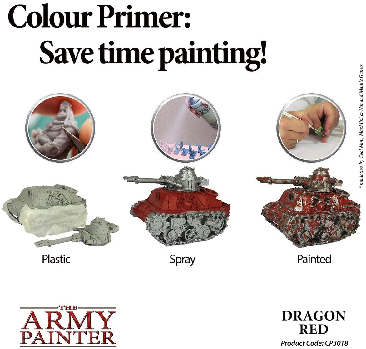 The Army Painter Color Primer Spray Paint, Dragon Red, 400ml, 13.5oz - Acrylic Spray Undercoat for Miniature Painting - Spray Primer for Plastic Miniatures