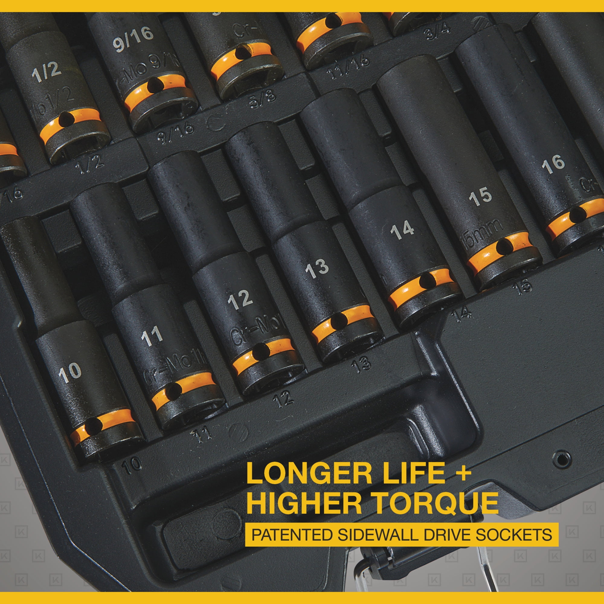 Klutch 3/8in.- and 1/2in.-Drive Impact Socket Sets, Chrome Molybdenum, SAE + Metric, 94-Pc.