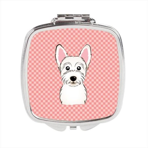 Carolines Treasures  Checkerboard Pink Westie Compact Mirror- - 2.75 x 3 x .3 In.
