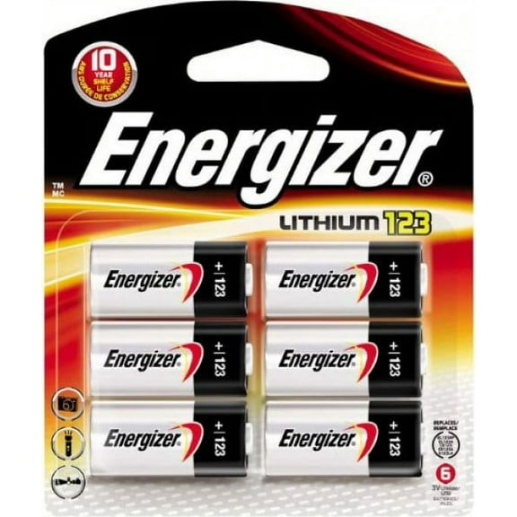Energizer 123 Lithium Battery, 6-Count