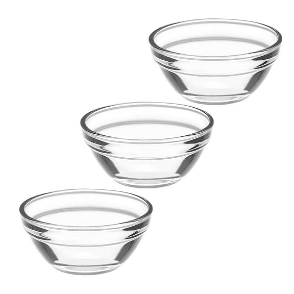 HOOWIFFY 3Pcs Clear Glass Bowls 2.4X2.4X1.2In for Chocolate Pudding Cups and Desserts